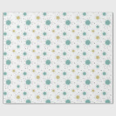 Aqua Blue Yellow Franciscan Starburst Mid Century Cadeaupapier (Vlak)