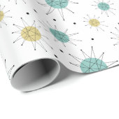 Aqua Blue Yellow Franciscan Starburst Mid Century Cadeaupapier (Rol Hoek)