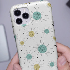 Aqua Blue Yellow Franciscan Starburst Mid Century Case-Mate iPhone 14 Hoesje