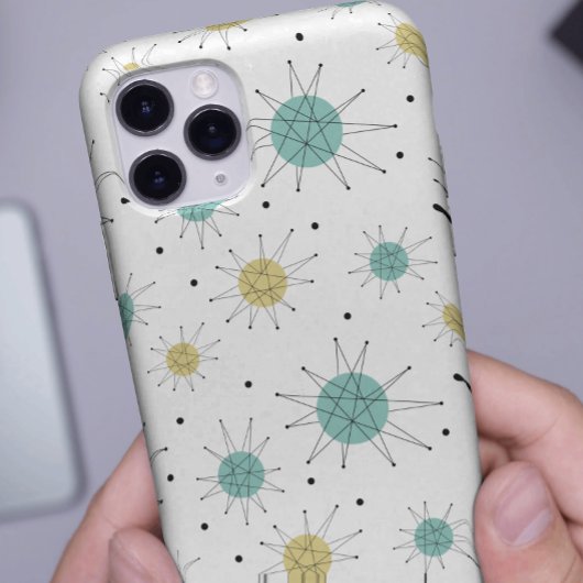 Aqua Blue Yellow Franciscan Starburst Mid Century Case-Mate iPhone Case