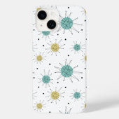 Aqua Blue Yellow Franciscan Starburst Mid Century Case-Mate iPhone Case (Achterkant)