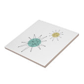 Aqua Blue Yellow Franciscan Starburst Mid Century Tegeltje (Zijkant)