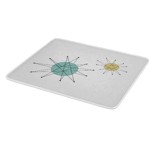 Aqua Blue Yellow Franciscan Starburst, midden eeuw Snijplank (Hoek)