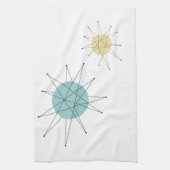 Aqua Blue Yellow Franciscan Starburst Mideeuw Theedoek (Verticaal)