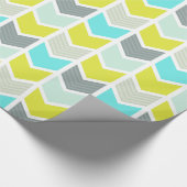 Aqua Blue Yellow Grey Geometric Chevron Pattern Cadeaupapier (Hoek)