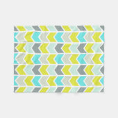 Aqua Blue Yellow Grey Geometric Chevron Pattern Fleece Deken (Voorkant (Horizontaal))