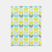 Aqua Blue Yellow Grey Geometric Chevron Pattern Fleece Deken (Voorkant)