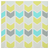 Aqua Blue Yellow Grey Geometric Chevron Pattern Stof (Swatch)