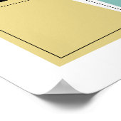 Aqua Blue Yellow Retangles Starburst Mid Century Poster (Hoek)