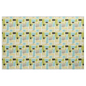 Aqua Blue Yellow Retangs Mid Century Pattern Stof (Yard (91,4 cm))