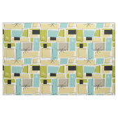 Aqua Blue Yellow Retangs Mid Century Pattern Stof (Fat Quarter)