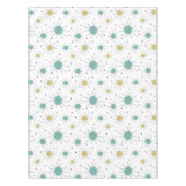 Aqua Blue Yellow Starburst Mid Century Patroon Tafelkleed (Voorkant)