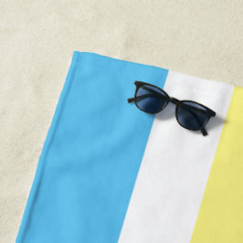 Aqua Blue Yellow White Cabana Stripe Strandlaken