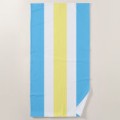 Aqua Blue Yellow White Cabana Stripe Strandlaken (Voorkant)