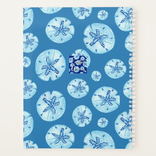 Aqua-blue zand dollar jaar planner (Achterkant)