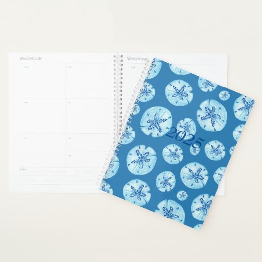Aqua-blue zand dollar jaar planner (Display)