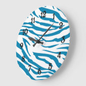 Aqua Blue Zebra Print Grote Klok (Hoek)