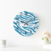 Aqua Blue Zebra Print Grote Klok (Huis)