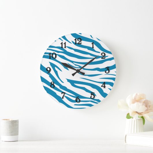Aqua Blue Zebra Print Grote Klok (Huis)