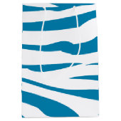 Aqua Blue Zebra Print Medium Cadeauzakje (Voorkant)