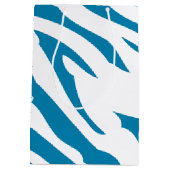 Aqua Blue Zebra Print Medium Cadeauzakje (Achterkant)