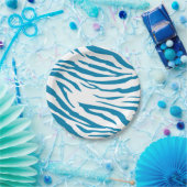 Aqua Blue Zebra Print Papieren Bordje (Feest)
