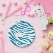 Aqua Blue Zebra Print Papieren Bordje (Feest)