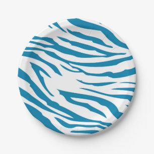 Aqua Blue Zebra Print Papieren Bordje