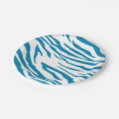 Aqua Blue Zebra Print Papieren Bordje (Gekanteld)