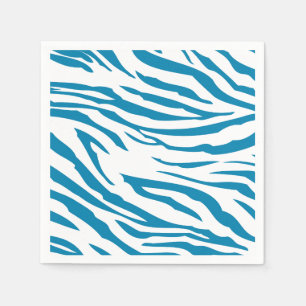 Aqua Blue Zebra Print Servetten