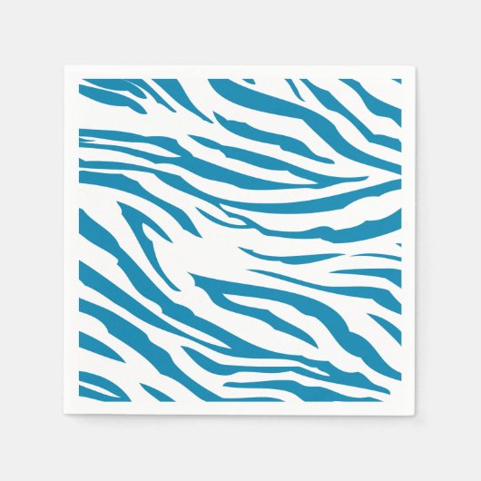 Aqua Blue Zebra Print Servetten (Voorkant)