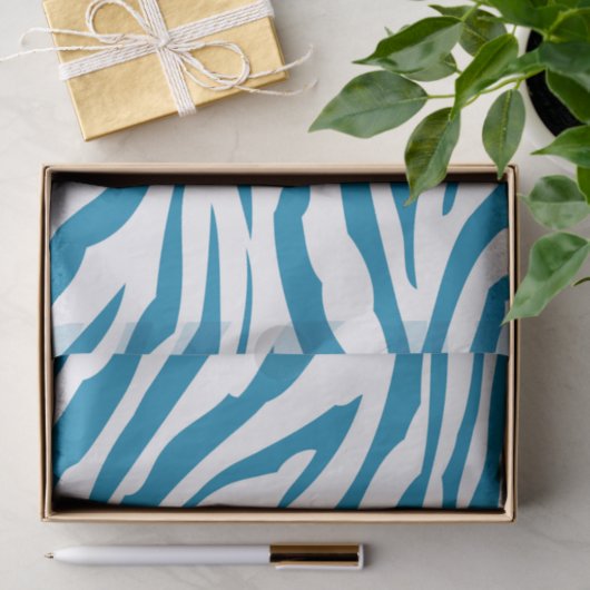 Aqua Blue Zebra Print Tissuepapier (Geschenk)