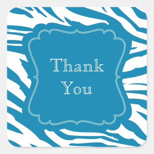 Aqua Blue Zebra Print Vierkante Sticker (Voorkant)