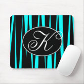 Aqua Blue Zebra Stripes Monogramed Muismatten (Met muis)