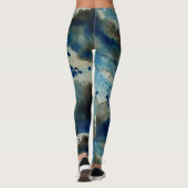 Aqua Blue Zee Abstracte kunst Modern Chique aquare Leggings (Achterkant)