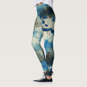 Aqua Blue Zee Abstracte kunst Modern Chique aquare Leggings (Links)