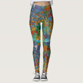 Aqua Blue Zee Abstracte kunst Octopus Modern Chic Leggings (Voorkant)