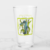 Aqua Blue Zee Dragon Creature Seaweed Green Border Glas (Achterkant)