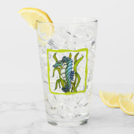 Aqua Blue Zee Dragon Creature Seaweed Green Border Glas