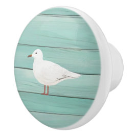 Aqua Blue Zee meeuw Faux Wood Zeemeeuw ladeknop Keramische Knop