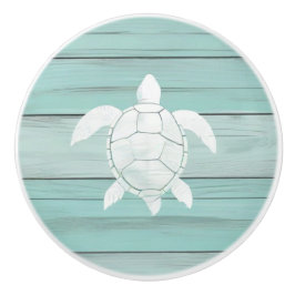Aqua Blue Zee Schildpad Faux Wood Lade knop