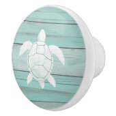 Aqua Blue Zee Schildpad Faux Wood Lade knop (Rechts)