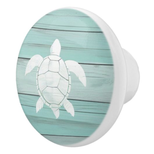Aqua Blue Zee Schildpad Faux Wood Lade knop (Rechts)