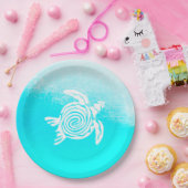 Aqua Blue Zee Schildpad Papier Borden Papieren Bordje (Feest)