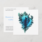 Aqua Blue Zee Shell Modern Wedding Invitation Kaart (Voorkant / Achterkant)