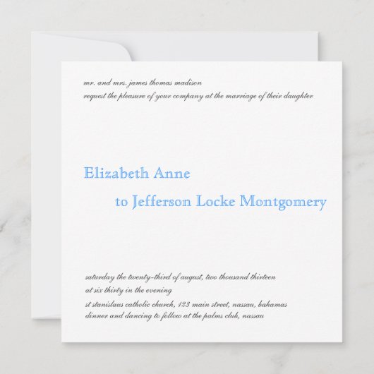 Aqua Blue Zee Shell Modern Wedding Invitation Kaart (Achterkant)