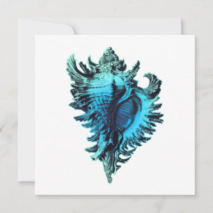 Aqua Blue Zee Shell Modern Wedding Invitation Kaart