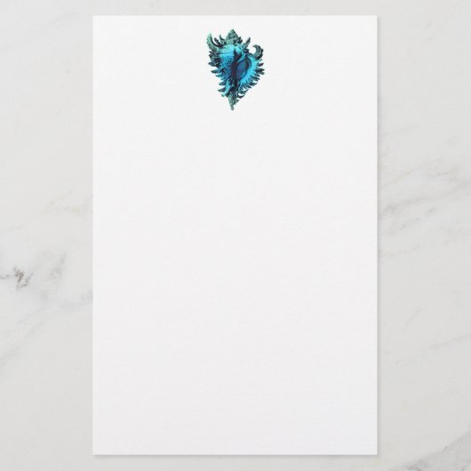 Aqua Blue Zee Shell Stationery Briefpapier (Voorkant)