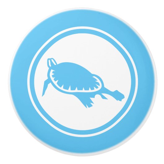 Aqua Blue Zee Turtle Marine Creater keramische kno Knop (Voorkant)