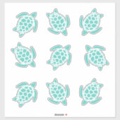 Aqua Blue Zee Turtles Whimsical Nautical  Sticker (Vel)